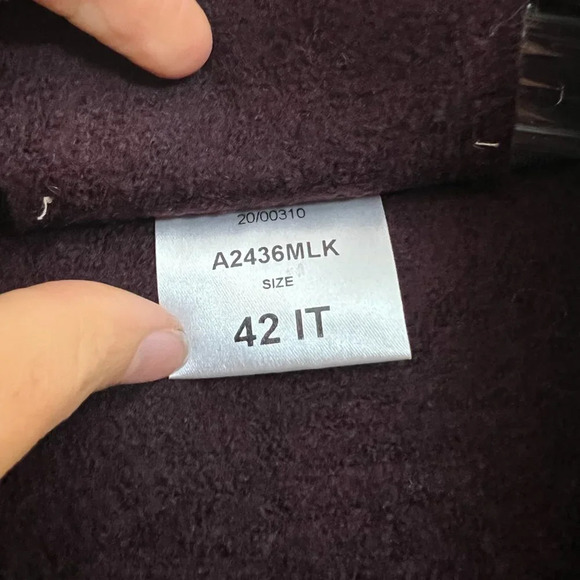 Harris Wharf London Purple Collared Wool Blend Tie Waist Classic Trench Coat 42 - Picture 8 of 9